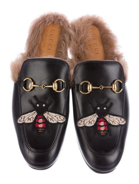 gucci leather slipper peyton|Gucci fur slippers women's.